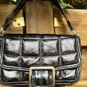 Zara black patent quilted shoulder bag small